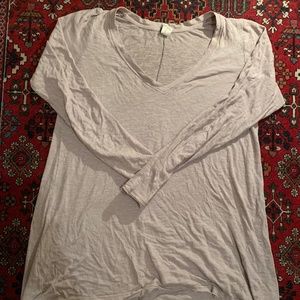Free People Taupe Distressed Long Sleeve Layer Top
